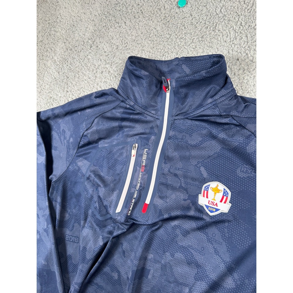 RLX Ralph Lauren Mens 2018 Ryder Cup USA Camo Quarter Zip Pullover Navy Large